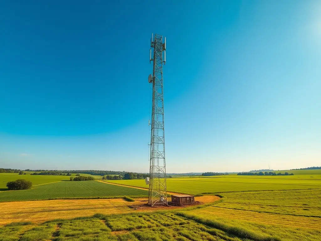 A visually appealing image of a wireless communication tower against a clear blue sky, symbolizing the reach and efficiency of REGINTEL & CelinTech's wireless technology solutions.
